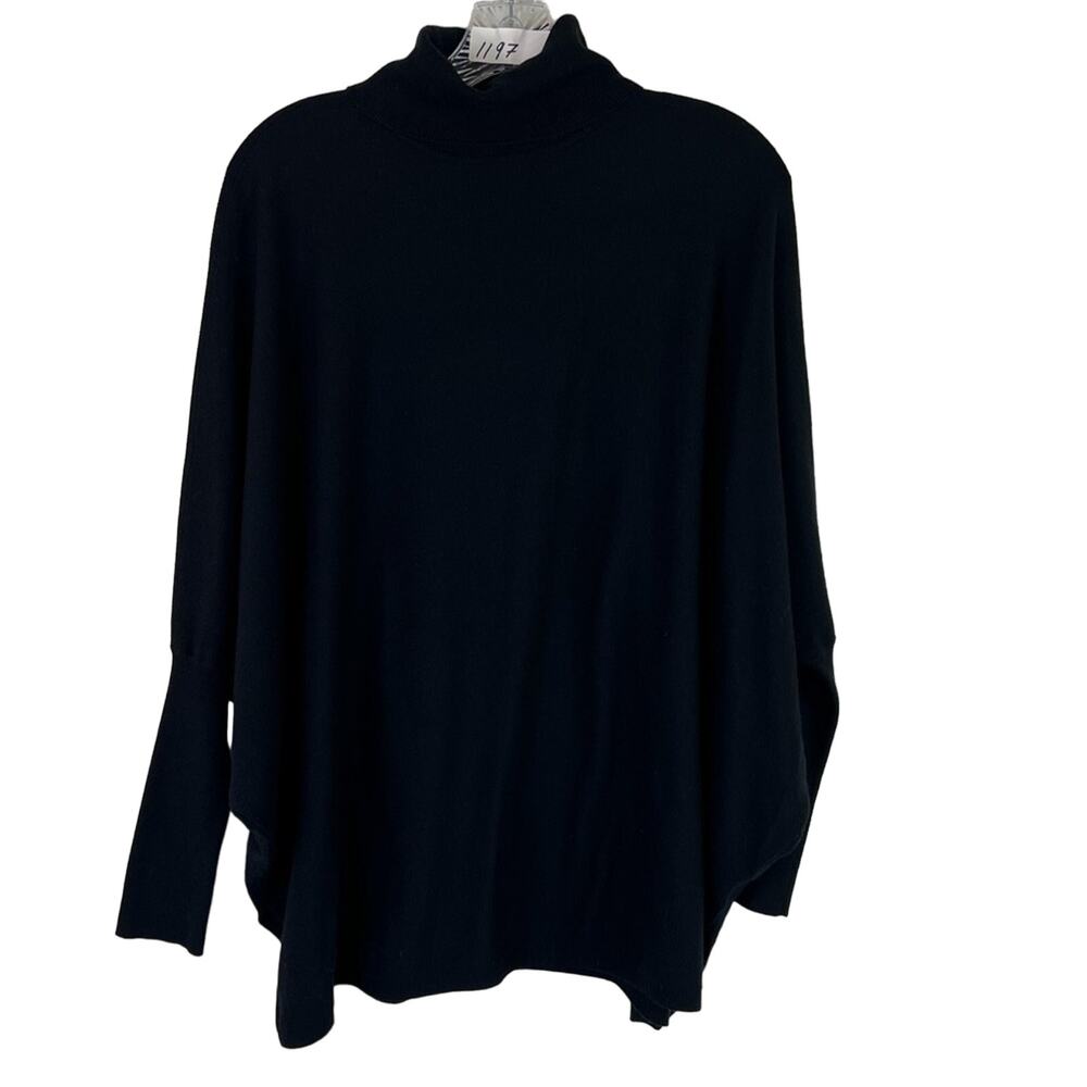 Alfani Poncho Sweater Womens Small Black Turtleneck Pullover
